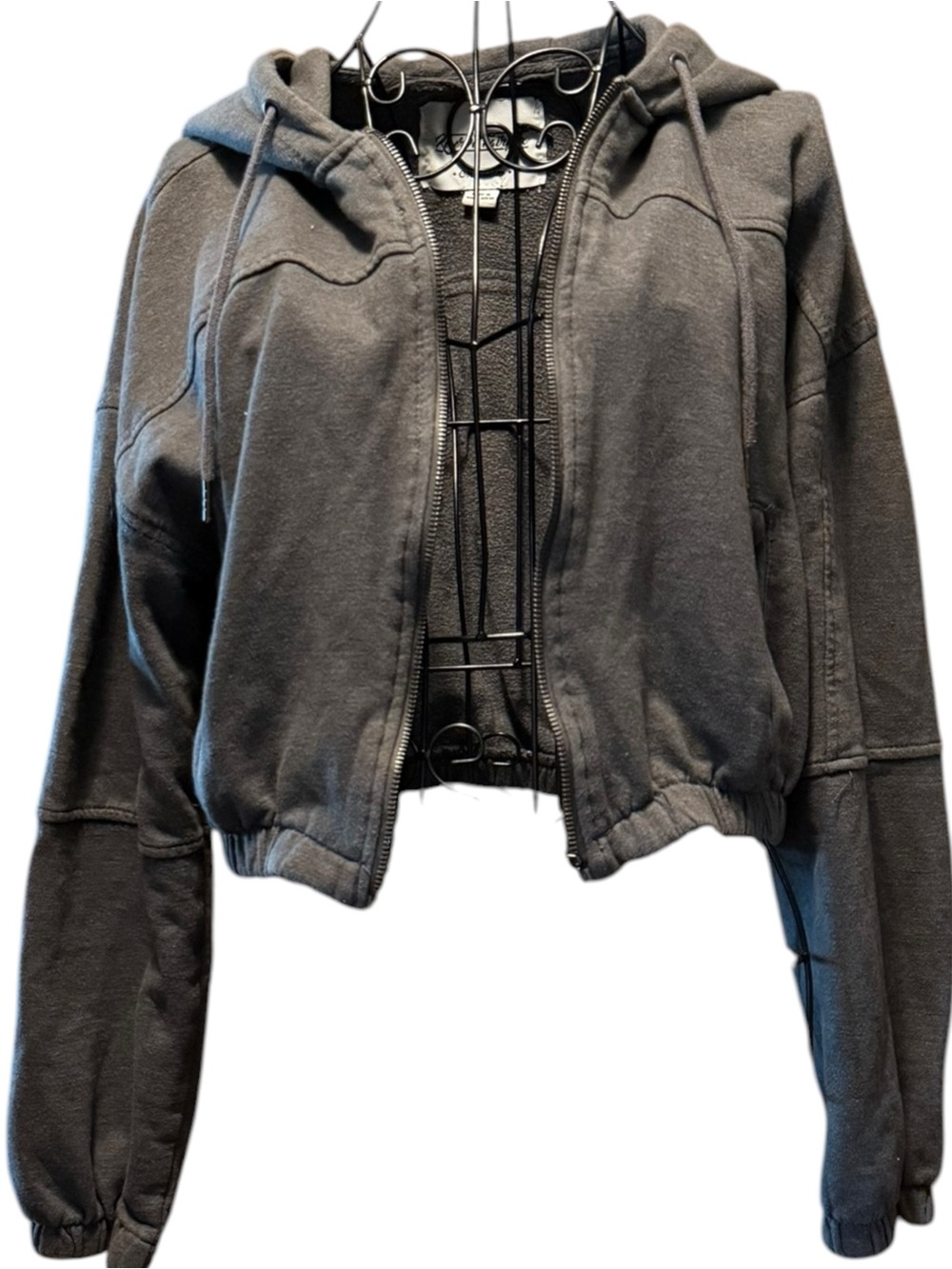 Women's reserve Fairfax Charcoal Gray Cropped Zip Hoodie Jacket